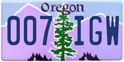 OR license plate 007IGW
