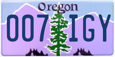 OR license plate 007IGY