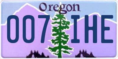 OR license plate 007IHE