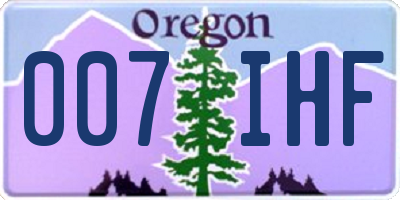 OR license plate 007IHF