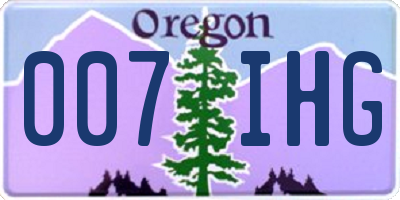 OR license plate 007IHG