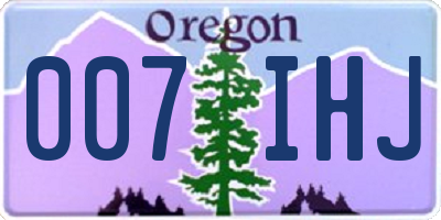 OR license plate 007IHJ