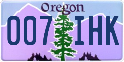 OR license plate 007IHK