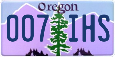 OR license plate 007IHS