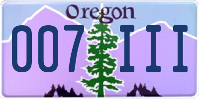 OR license plate 007III
