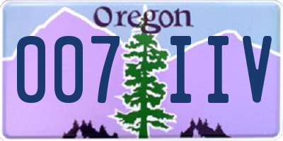 OR license plate 007IIV