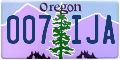 OR license plate 007IJA