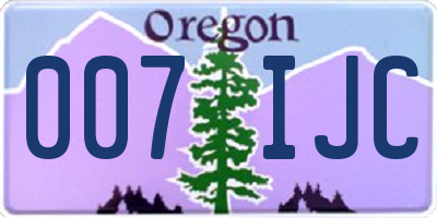 OR license plate 007IJC