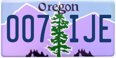 OR license plate 007IJE