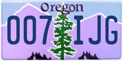OR license plate 007IJG