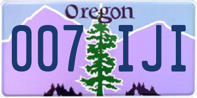 OR license plate 007IJI