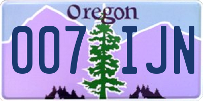 OR license plate 007IJN