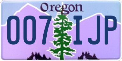 OR license plate 007IJP