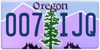 OR license plate 007IJQ