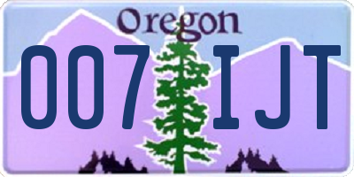 OR license plate 007IJT