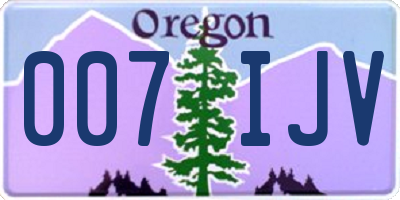 OR license plate 007IJV