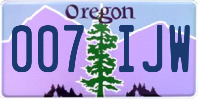 OR license plate 007IJW