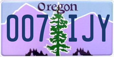 OR license plate 007IJY