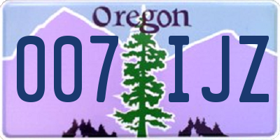 OR license plate 007IJZ