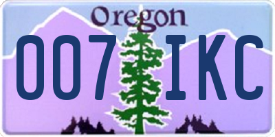 OR license plate 007IKC
