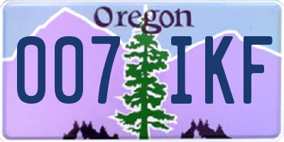 OR license plate 007IKF
