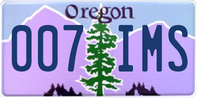 OR license plate 007IMS