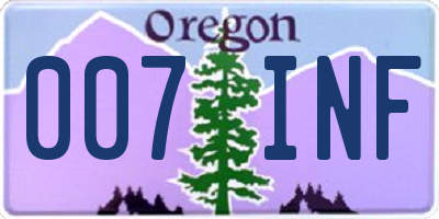 OR license plate 007INF