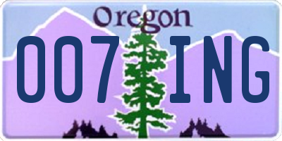 OR license plate 007ING