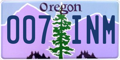 OR license plate 007INM