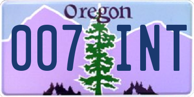 OR license plate 007INT
