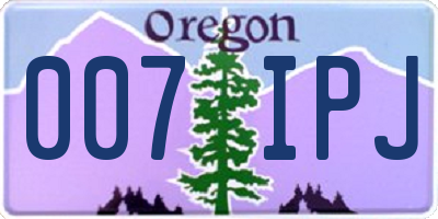 OR license plate 007IPJ