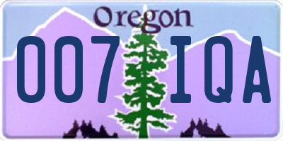 OR license plate 007IQA