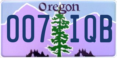 OR license plate 007IQB
