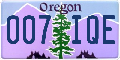 OR license plate 007IQE