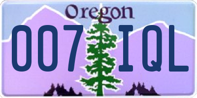OR license plate 007IQL