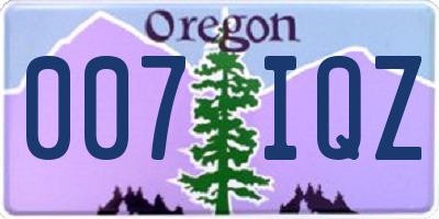 OR license plate 007IQZ