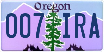 OR license plate 007IRA