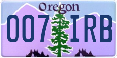 OR license plate 007IRB