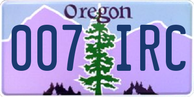 OR license plate 007IRC