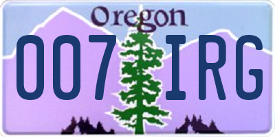 OR license plate 007IRG