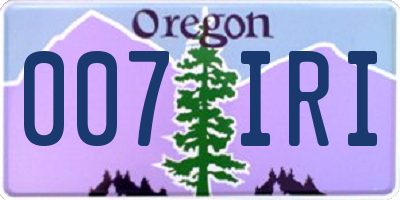 OR license plate 007IRI