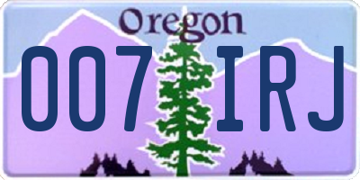 OR license plate 007IRJ