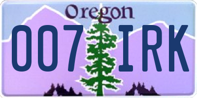 OR license plate 007IRK
