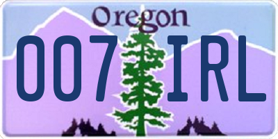 OR license plate 007IRL