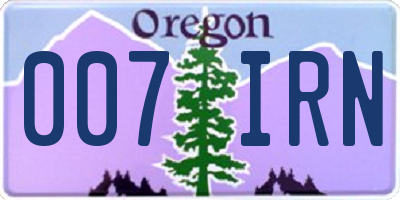 OR license plate 007IRN