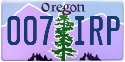 OR license plate 007IRP