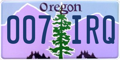 OR license plate 007IRQ