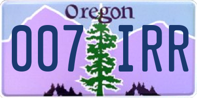 OR license plate 007IRR