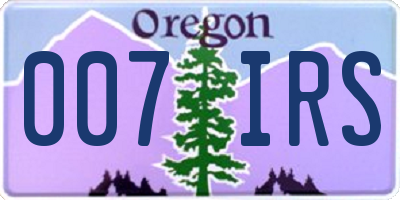 OR license plate 007IRS