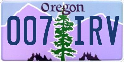 OR license plate 007IRV